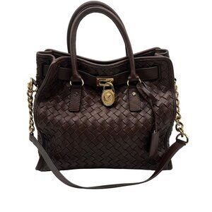 Michael Kors Brown Woven Leather Hamilton Tote Bag